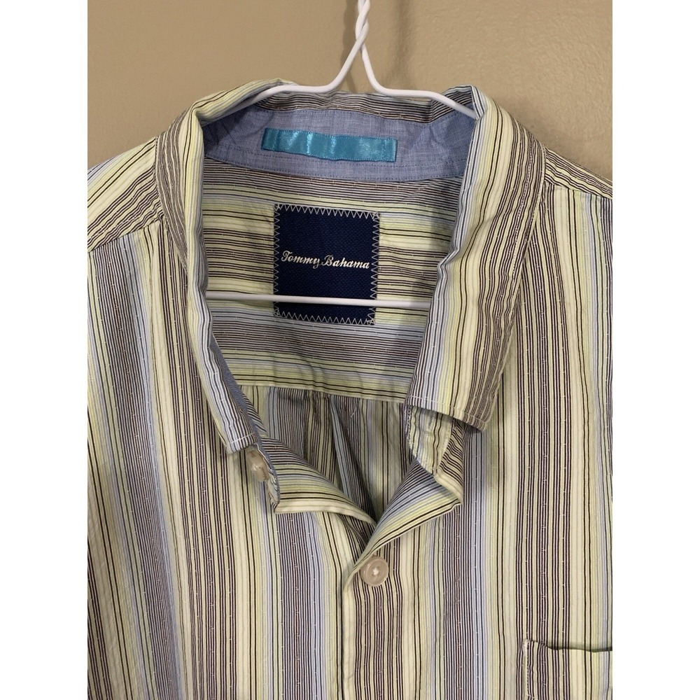 Tommy Bahama 20%‎ Silk XL Long Sleeve Button Up Shirt Striped Camp Beach - Picture 3 of 12